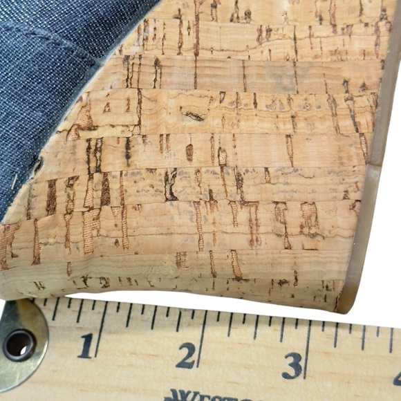 Toms Blue and Tan Cork Peep Toe Wedge Espadrilles - Picture 12 of 12